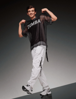 ZUMBA セットアップ　上下Sサイズ JWIにて購入品 Zumba Basic Oversized Mesh V-Neck Top <Bold Black> | JWI OFFICIAL