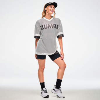 Zumba Basic Oversized Mesh V-Neck Top <Wear It Out White> | JWI