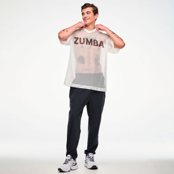 Zumba Basic Oversized Mesh V-Neck Top <Wear It Out White> | JWI