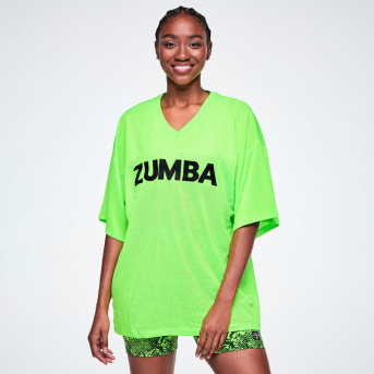Zumba メッシュオーバーサイズTシャツ Ultrabright Mesh Boxy Top With Side Slits – Zumba Wear | STRONG iD