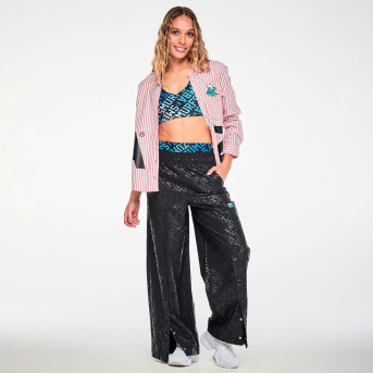 Zumba X The Smurfs Wide Leg Pants With Snaps <Bold Black> | JWI