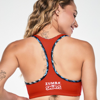 Zumba X The Smurfs Reversible Racerback V-Bra <Blue/Red> | JWI