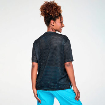 Zumba X The Smurfs Mesh Boxy Top <Bold Black> | JWI OFFICIAL