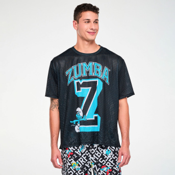 Zumba X The Smurfs Mesh Boxy Top <Bold Black> | JWI OFFICIAL