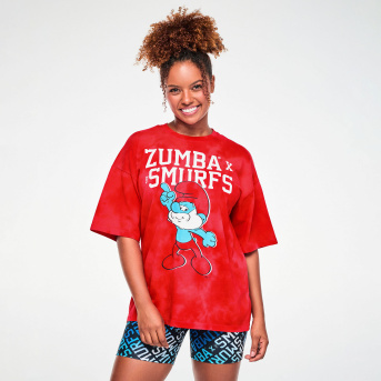Zumba X The Smurfs Oversized Drop Shoulder Tee <Fuego Red> | JWI