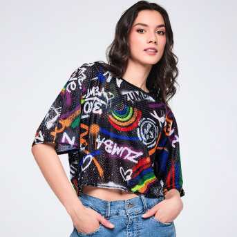 Pride Boxy Dolman Crop Top <Black/White> | JWI OFFICIAL WEBSITE