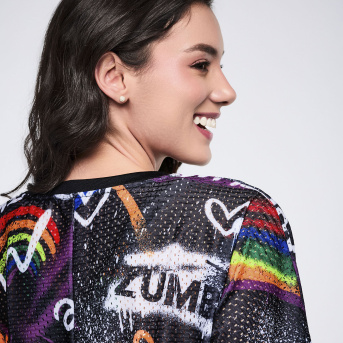 Pride Boxy Dolman Crop Top <Black/White> | JWI OFFICIAL WEBSITE