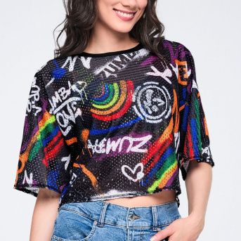 Pride Boxy Dolman Crop Top <Black/White> | JWI OFFICIAL WEBSITE