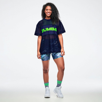 Jean Jamz High Waisted Biker Shorts <Navy/Green> | JWI OFFICIAL