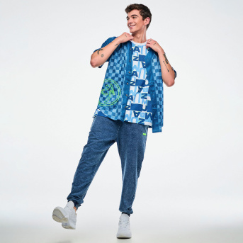Jean Jamz Oversized Crew Neck Top <White/Blue> | JWI OFFICIAL