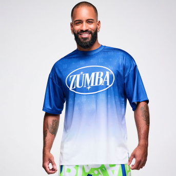 Dale-Z Oversized Drop Shoulder Tee <Blue/White> | JWI OFFICIAL