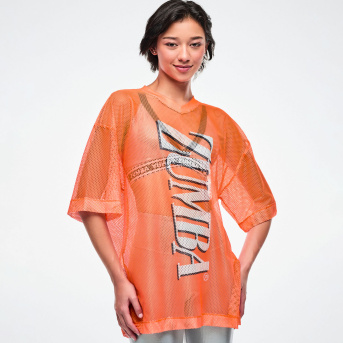 Dale-Z Oversized Mesh V-Neck Top <Orange You Hot> | JWI OFFICIAL