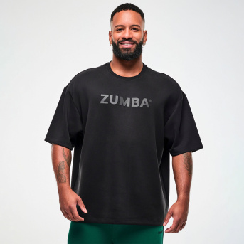 Zumba Modal Drop Shoulder Oversized Top <Bold Black> | JWI