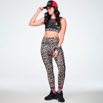 Rock n Roll Z-Lift High Waisted Ankle Leggings With Mesh <Black