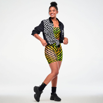Electric Feel Z-Lift High Waisted Biker Shorts <Yellow/Black
