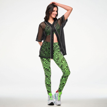 Electric Feel Z-Lift High Waisted Ankle Leggings <Green/Black