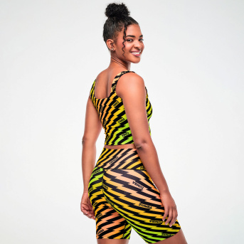 Electric Feel Z-Lift Crop Tank With Shelf Bra <Yellow/Black> | JWI